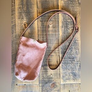 Light Salmon Colored Line Crossbody Bag with Leather Strap